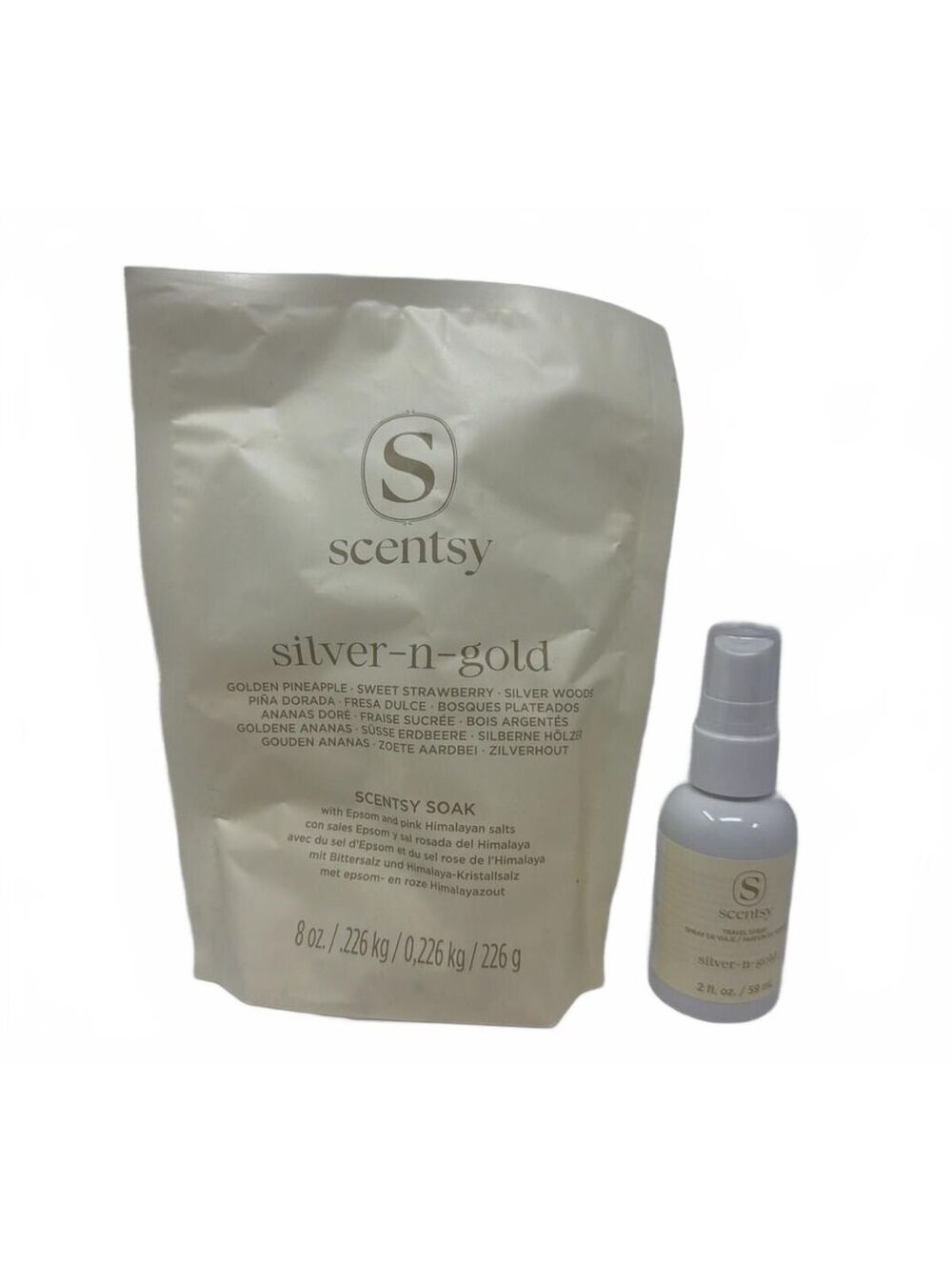 Scentsy Silver N Gold Body Soak 8oz Sealed New Bath Pink Himalayan Salt Spray